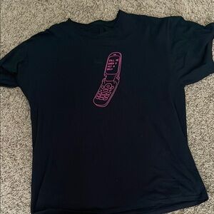 Black T-Shirt with Pink Graphic